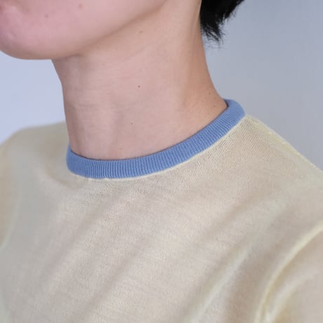 AURALEE / HARD TWIST HIGH GAUGE WOOL SILK KNIT TEE　（Lady's / Pale Yellow)