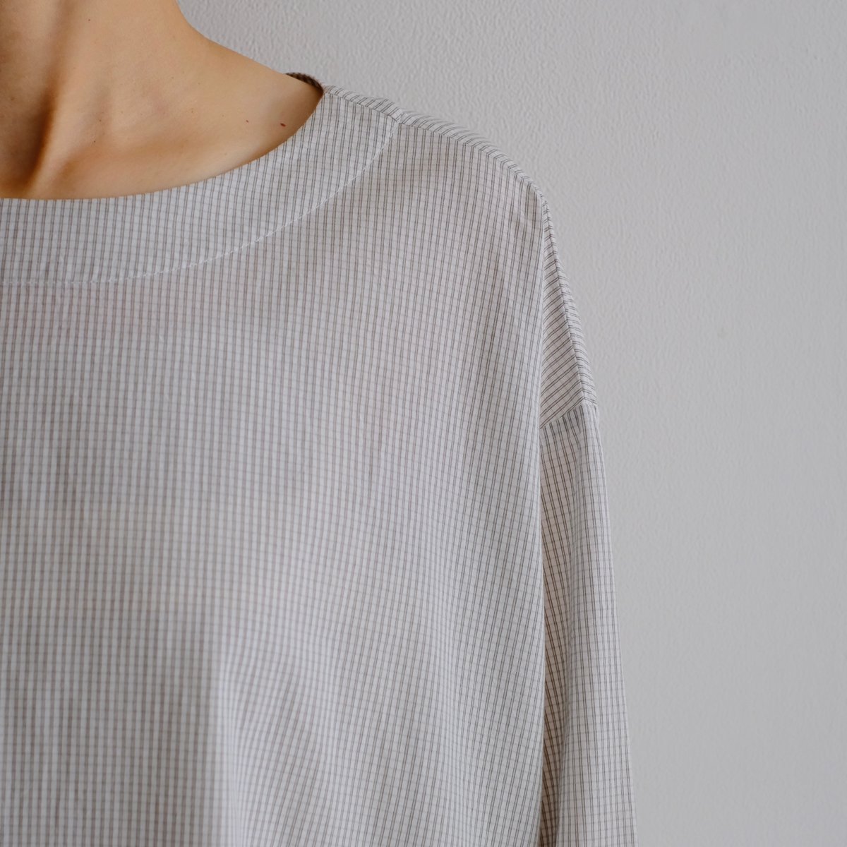 Yoli ヨリ　Check boatneck onepiece Yoli / Check boatneck onepiece | archipelago