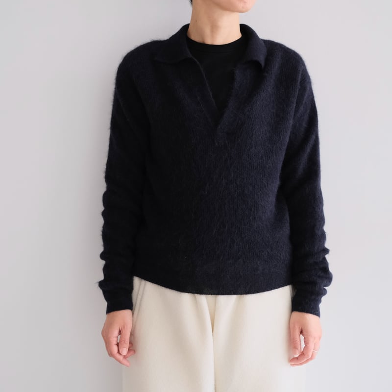 AURALEE/BABY SURI ALPACA SHEER KNIT SKIPPER POL