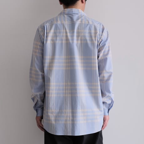 AURALEE /WASHED FINX TYPEWRITER CHECK P/O SHIRT（Men's/LIGHT BLUE CHECK）