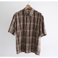 AURALEE / SUPER FINE TROPICAL WOOL CHECK HALF-SLEEVED SHIRT（Men's/TOP BROWN CHECK）