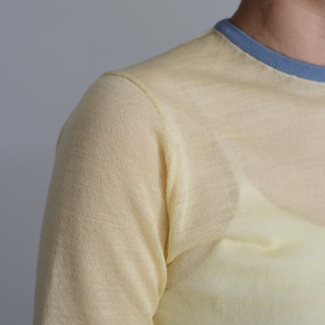 AURALEE / HARD TWIST HIGH GAUGE WOOL SILK KNIT TEE　（Lady's / Pale Yellow)