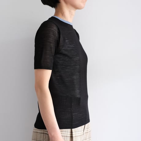 AURALEE / HARD TWIST HIGH GAUGE WOOL SILK KNIT TEE　（Lady's / Black)