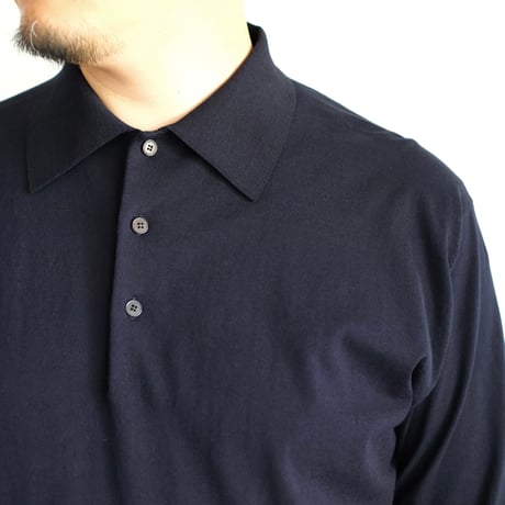 AURALEE / GIZA HIGH GAUGE KNIT POLO(Men's / DARK NAVY)