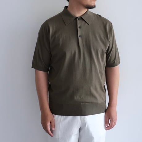AURALEE / GIZA HIGH GAUGE KNIT POLO（Men's / Olive Gray）