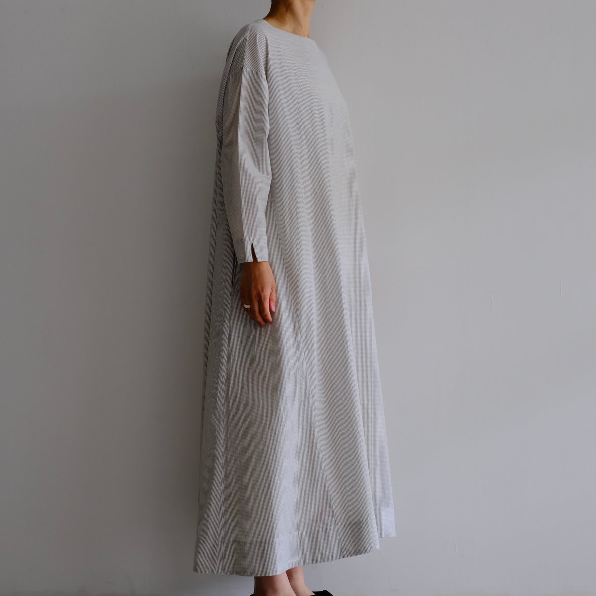 Yoli ヨリ　Check boatneck onepiece Yoli / Check boatneck onepiece | archipelago