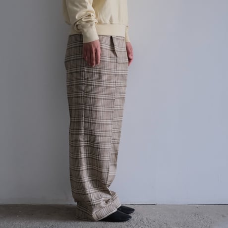 AURALEE / SILK LINEN NEP CHECK ONE-TUCK SLACKS（Lady's/IVORY BEIGE CHECK）