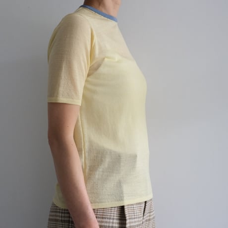 AURALEE / HARD TWIST HIGH GAUGE WOOL SILK KNIT TEE　（Lady's / Pale Yellow)
