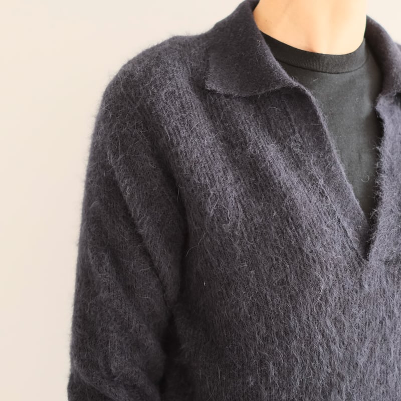 AURALEE/BABY SURI ALPACA SHEER KNIT SKIPPER POL