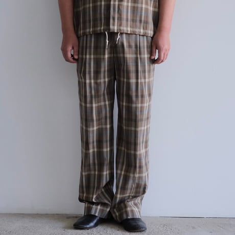 AURALEE / SUPER FINE TROPICAL WOOL CHECK TWO-TUCK SLACKS（Men's/TOP BROWN CHECK）