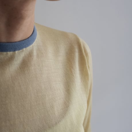 AURALEE / HARD TWIST HIGH GAUGE WOOL SILK KNIT TEE　（Lady's / Pale Yellow)