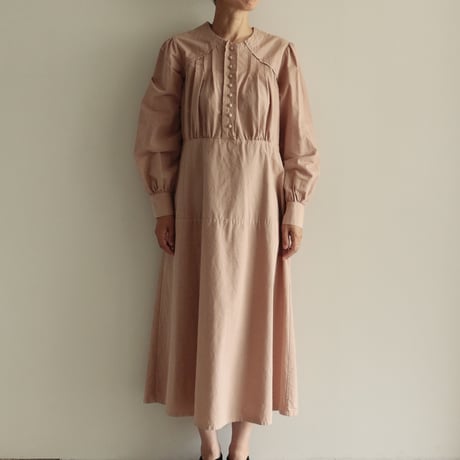 COSMIC WONDER /Cotton linen classic broadcloth 20’s work dress(Lady's/ Orange jade)
