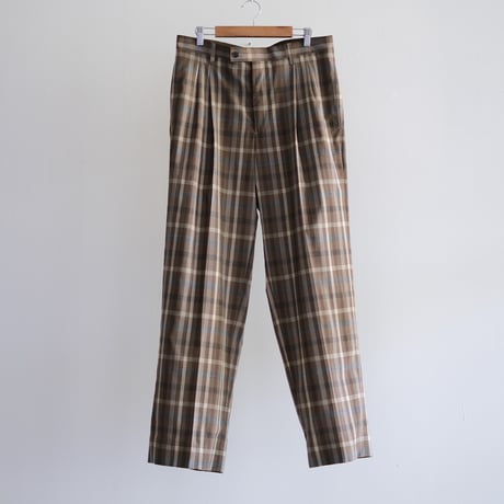 AURALEE / SUPER FINE TROPICAL WOOL CHECK TWO-TUCK SLACKS（Men's/TOP BROWN CHECK）