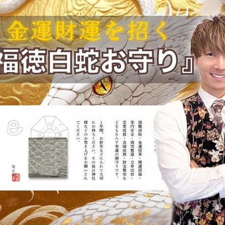 【完売】金運財運を招く『福徳白蛇お守り』