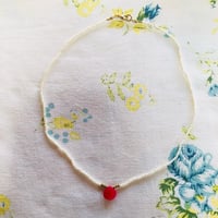 very pink charcedony drop tiny pearl beads necklace