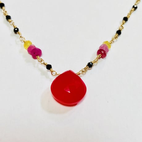 NEW19Dots chain necklace very pink top