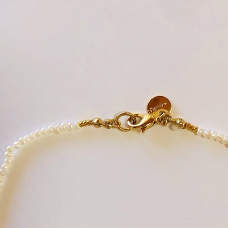 very pink charcedony drop tiny pearl beads necklace