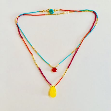 NELB2YP 27 Long necklace 2way very pink and yellow top