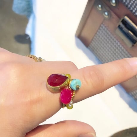 ruby drop 22kgf brass ring ルビーリング