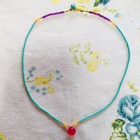 ベリーピンクカルセドニードロップネックレス