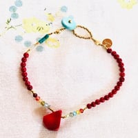 レッドコーラルビーズブレスレット