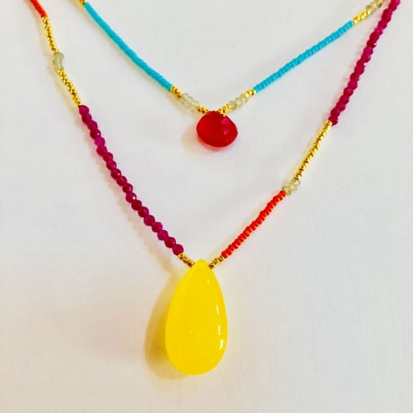 NELB2YP 27 Long necklace 2way very pink and yellow top