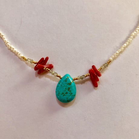 NESPTT27 necklace pearl turquose