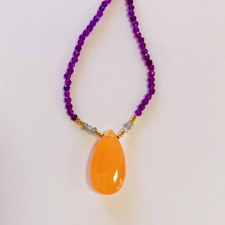 orange drop purple beads necklace