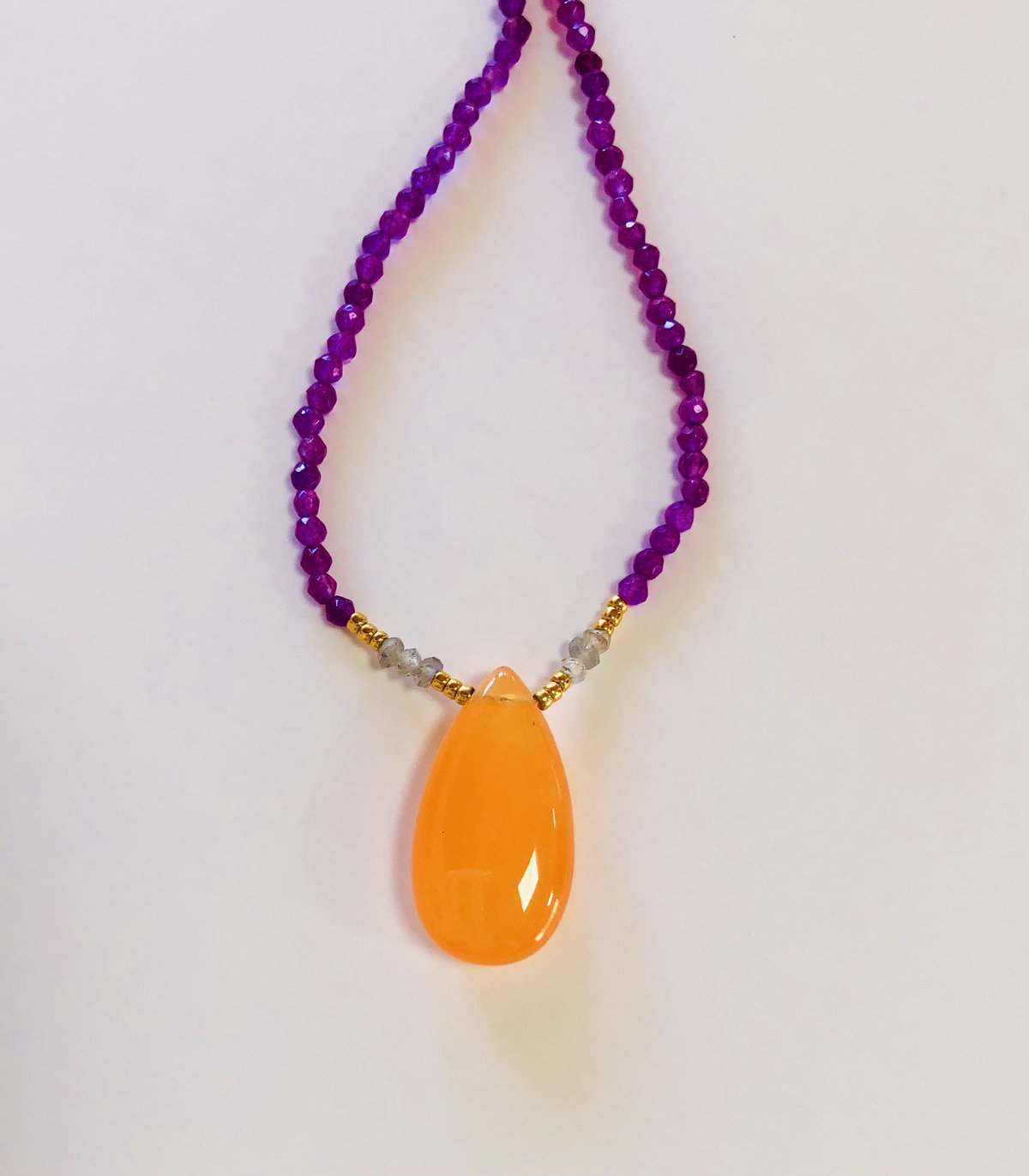 orange drop purple beads necklace | mari laguna Co
