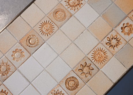 Roger Capron / Tile-top Coffee Table, Sun Motif