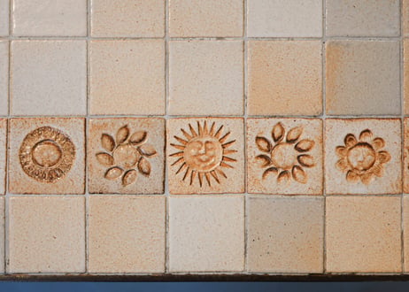Roger Capron / Tile-top Coffee Table, Sun Motif