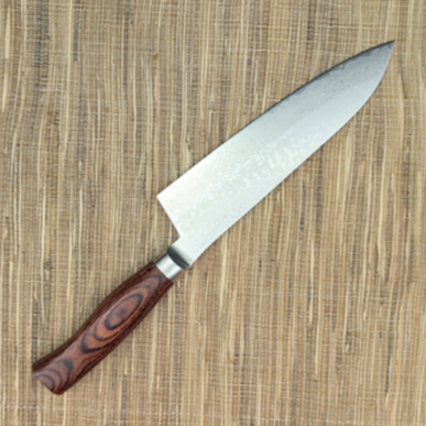 V金10割込 17層ダマスカス三徳180mm 手になじむハンドル | 山脇刃物