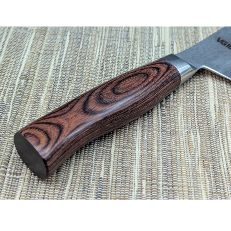 V金10割込 17層ダマスカス三徳180mm 手になじむハンドル | 山脇刃物