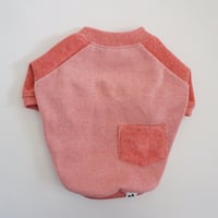 ヒッコリーデニムのラグランTシャツ//　レッド　　　　　　  *フレブル服TiTiTi