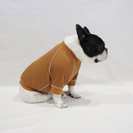 ステッチリブTシャツ//ブラウン・・・フレブル服TiTiTi