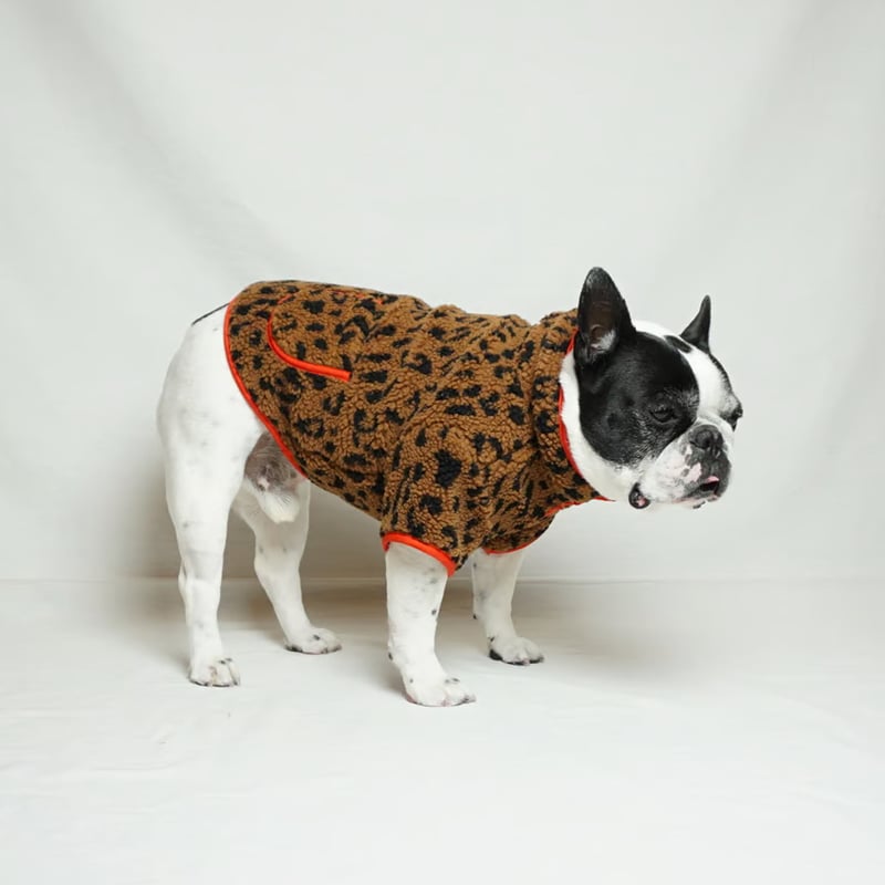 レオパードボアスナッププルオーバー//ブラウン・・フレブル服