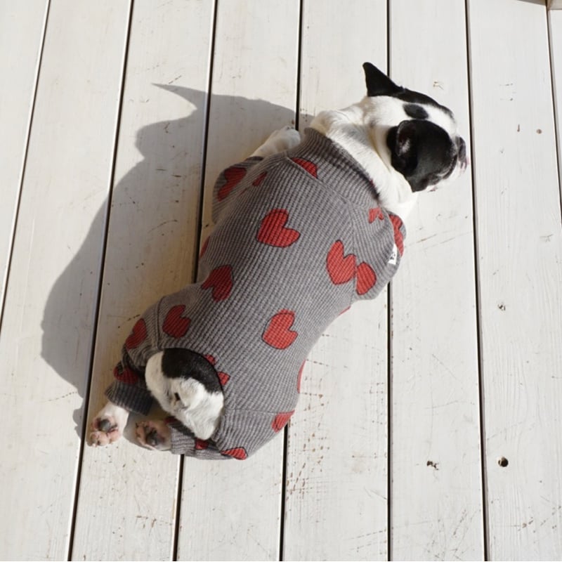 ハートのロンパース/グレー・・・フレブル服TiTiTi | フレンチ