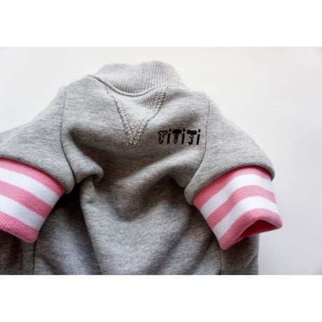 tititiのスウェットロンパース//ピンク×ホワイト     　　　　 *フレブル服TiTiTi