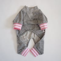 tititiのスウェットusude：ロンパース//ピンク×ホワイト　　　　　  【フレブル服TiTiTi】