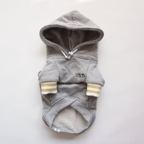 tititiのスウェットパーカー//   ホワイト×ゴールド     　　　　*フレブル服TiTiTi
