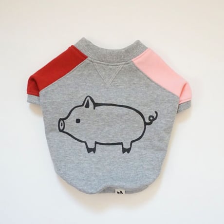 butaさんスウェットTシャツ//ピンクレッド・・・フレブル服TiTiTi