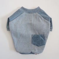 ヒッコリーデニムのラグランTシャツ//　ブルー　　　　　　 *フレブル服TiTiTi