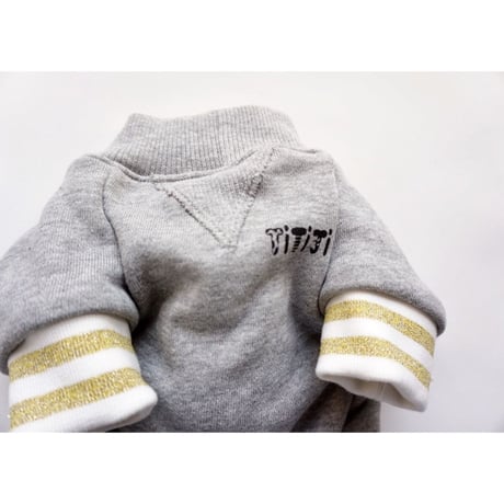 tititiのスウェットロンパース//ホワイト×ゴールド      　　　　*フレブル服TiTiTi