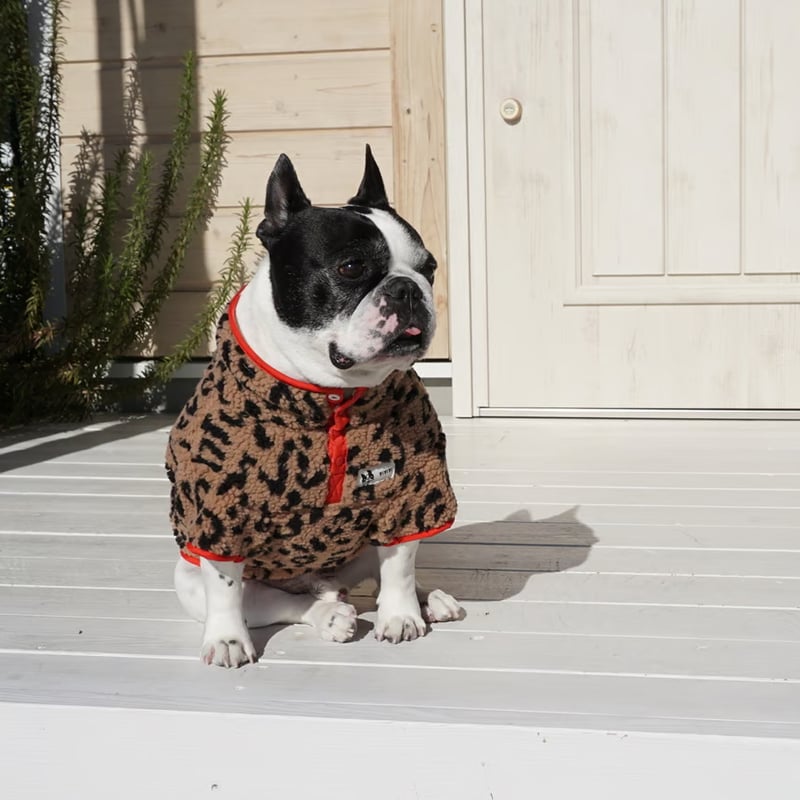 レオパードボアスナッププルオーバー//ベージュ・・フレブル服