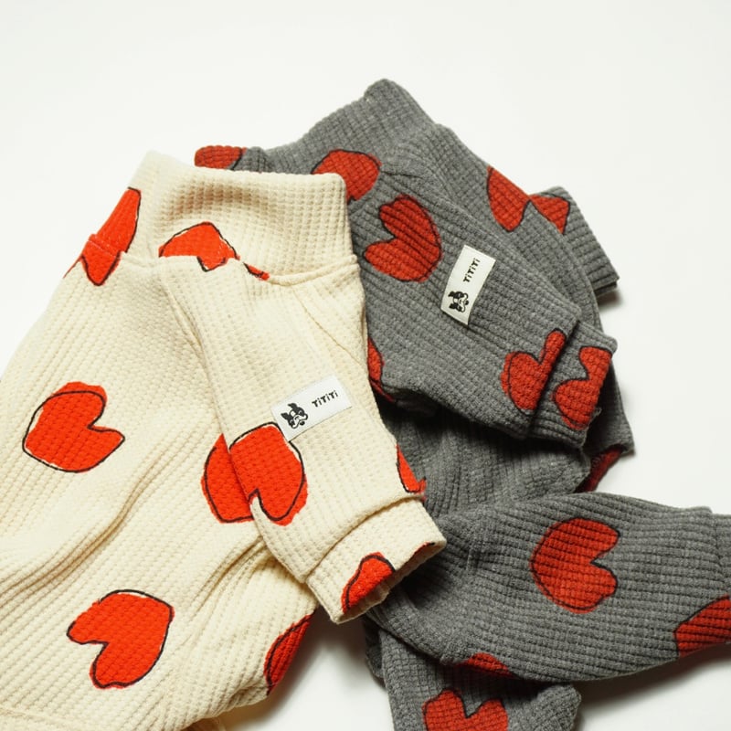 ハートのロンパース/グレー・・・フレブル服TiTiTi | フレンチ