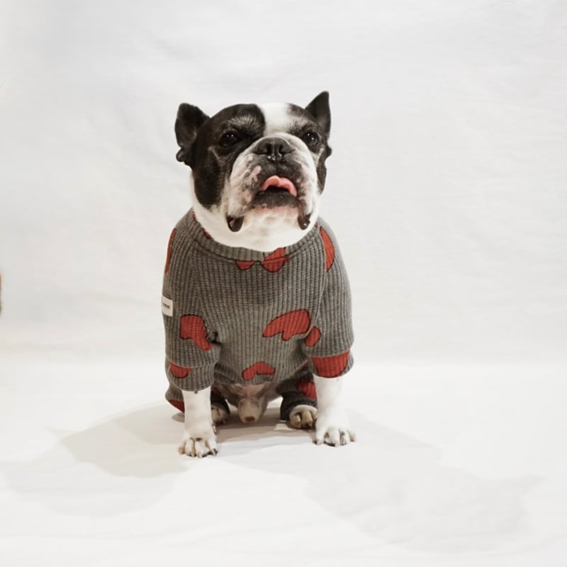 ハートのロンパース/グレー・・・フレブル服TiTiTi | フレンチ