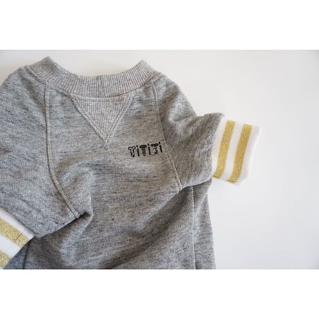 tititiのスウェットusude：ラグランTシャツ//ホワイト×ゴールド　　　　　　　  【フレブル服TiTiTi】