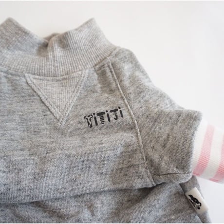tititiのスウェットusude：ロンパース//ホワイト×ピンク　　　　　  【フレブル服TiTiTi】