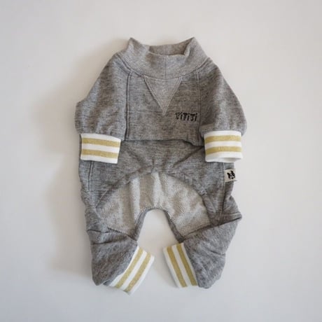 tititiのスウェットusude：ロンパース//ホワイト×ゴールド　　　　　  【フレブル服TiTiTi】