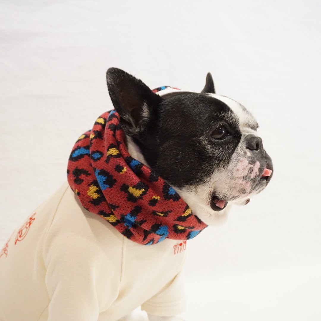 ハンドメイドフレブル服no.***67.09***様 あったかスヌード┊レオパード┊レッド┊・・・フレブル服TiTiTi